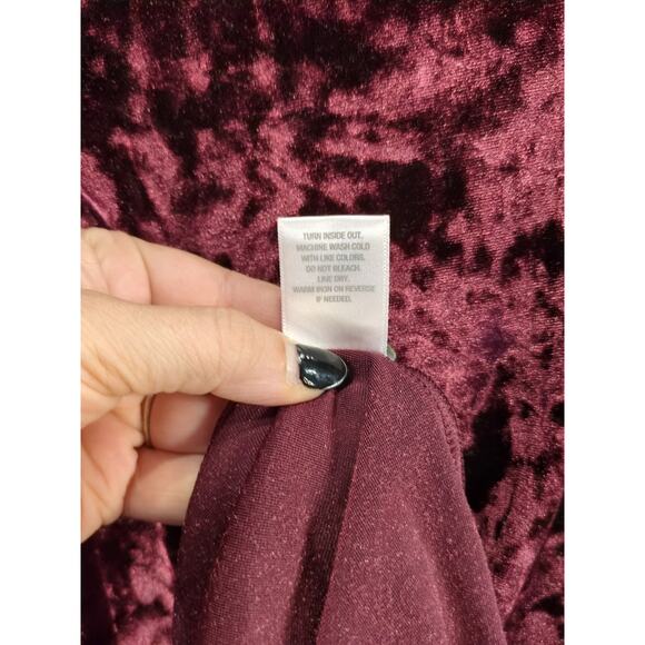 Westport 1962 Velvet T-Shirt Dress S Red Hi-Lo A-Line 90s Vintage Midi Scoop - Picture 5 of 5